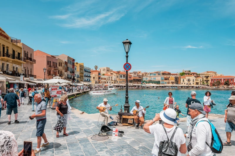 Chania Venetiaanse haven en oude stad op Kreta