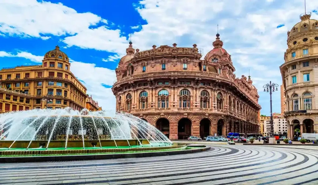 Genua historische centrum en Ligurian waterkant in Italië