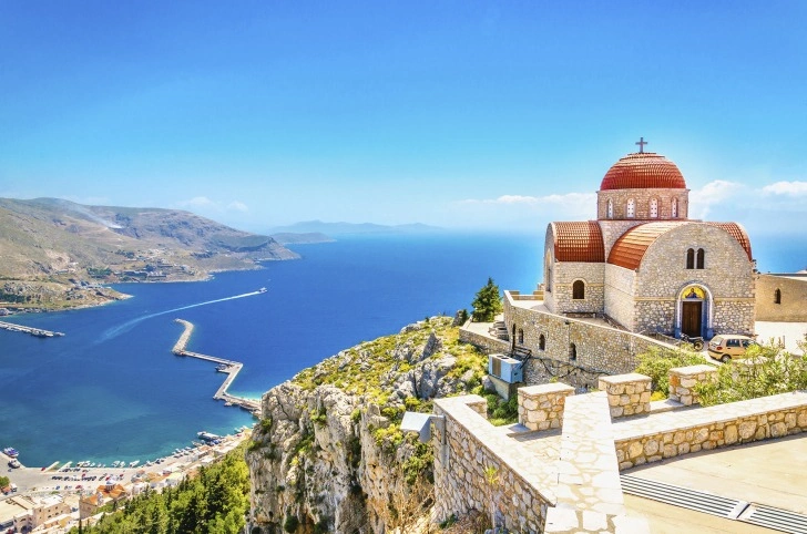 Kos Stad haven, kasteel en waterkant in de Dodecanese, Griekenland
