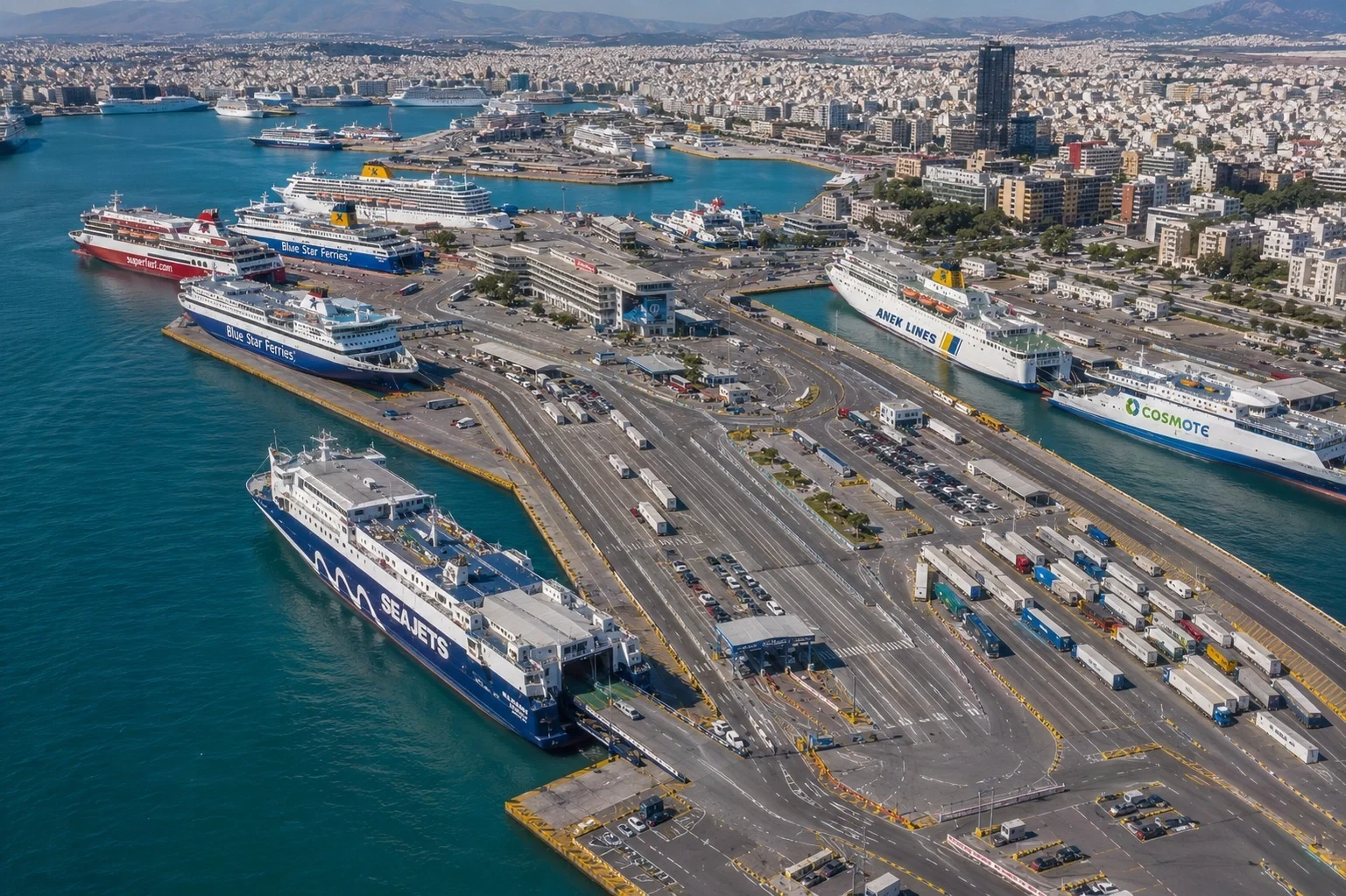 Piraeus haven en veerboothaven nabij Athene