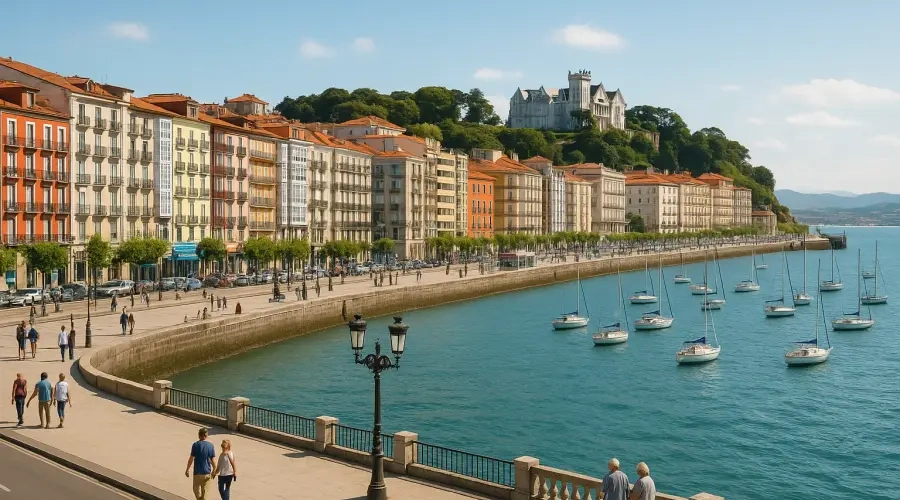 Santander waterkant, bay en cityscape in Cantabria, Noord-Spanje