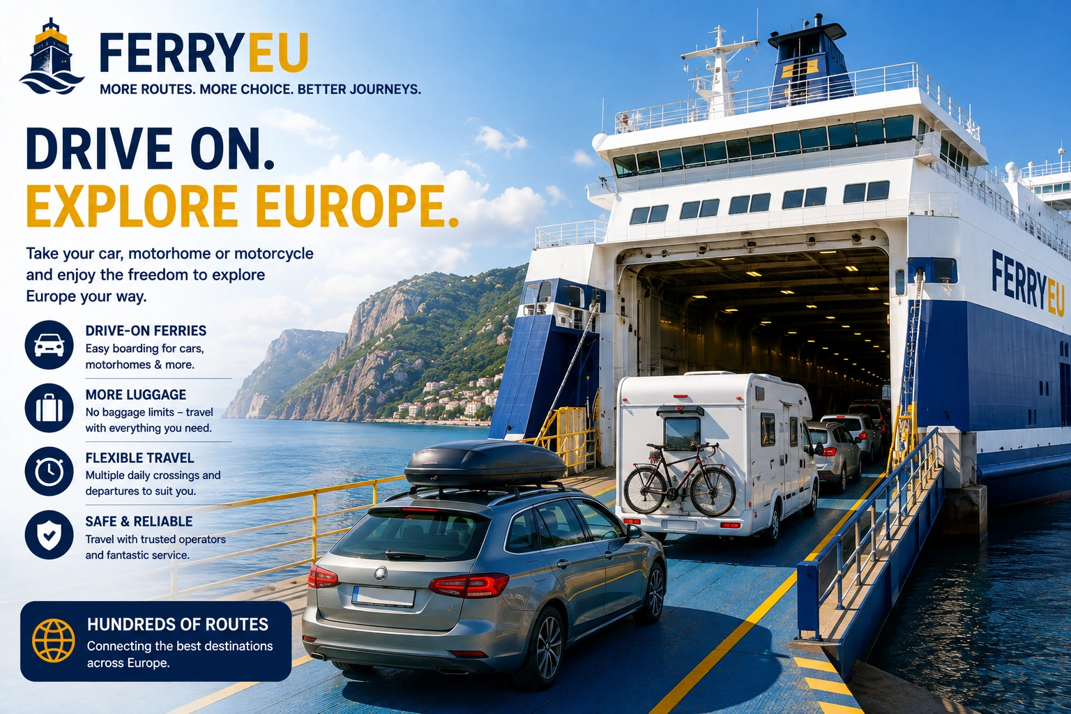 Voertuig veerbootreis opening de manier naar een Europese autoreis