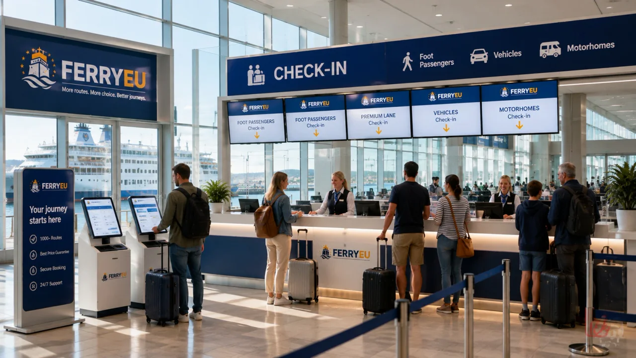 Incheckbalies voor een passagiersveerboot