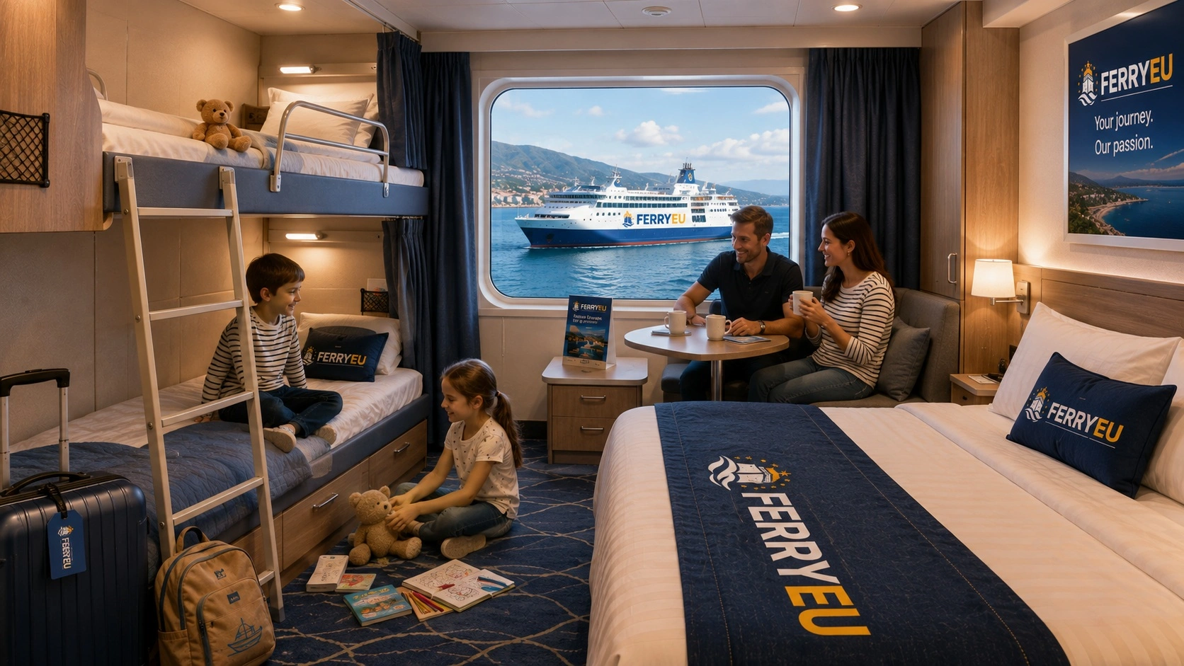 Gezins veerboot hut met bedden