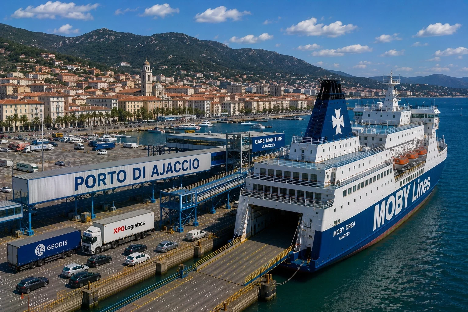 Ajaccio veerboothaven en waterkant in Corsica
