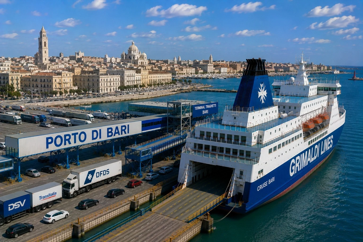 Bari veerboothaven op de Adriatische kust van Zuid-Italië