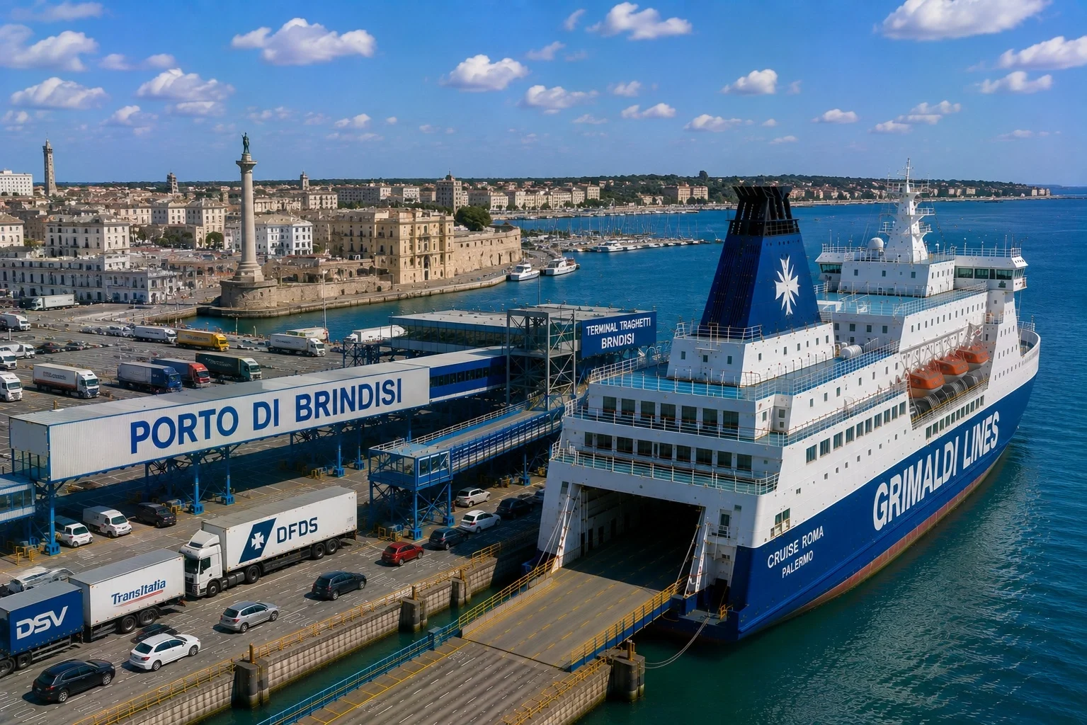 Brindisi passagiersveerboothaven op de Adriatische kust