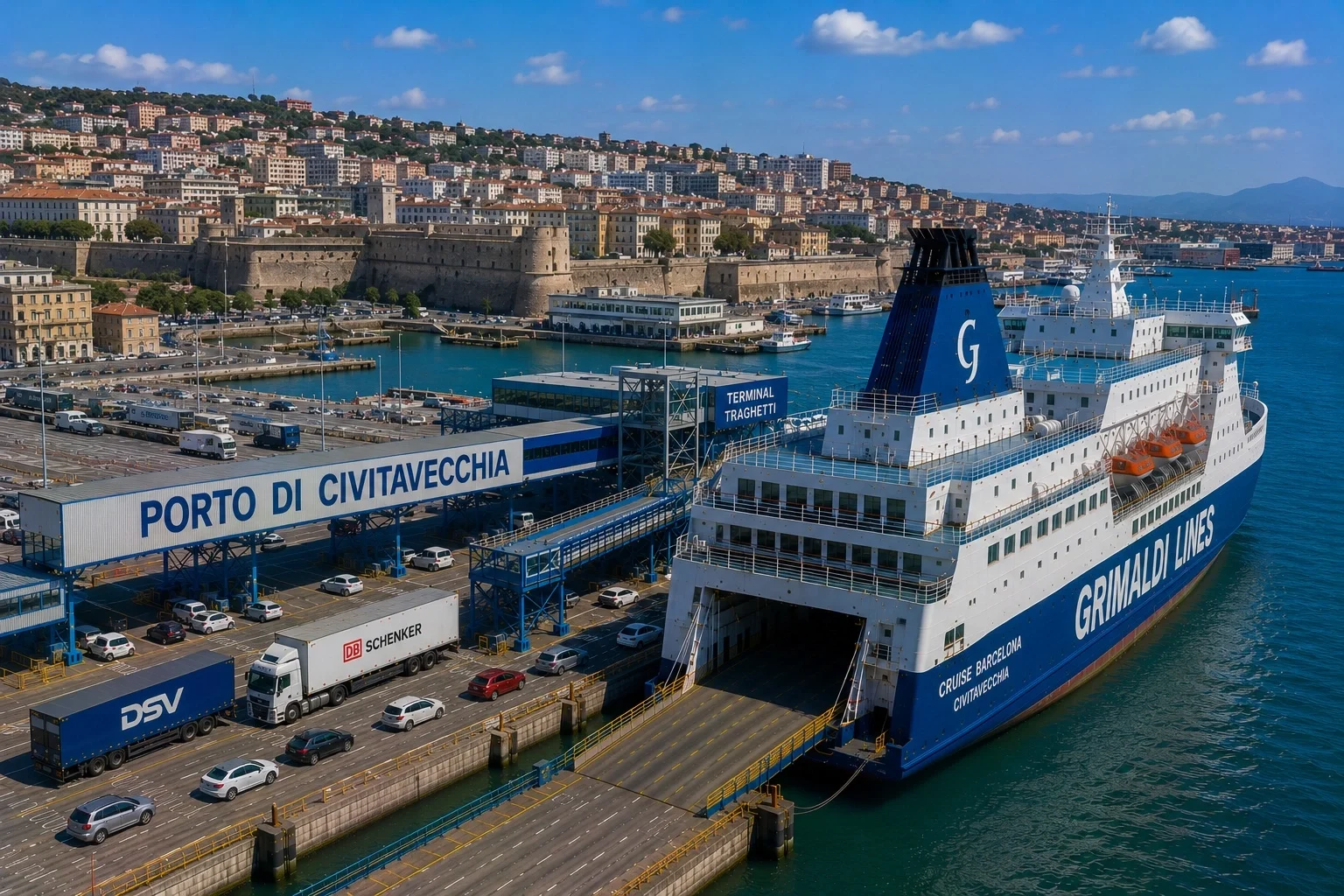 Civitavecchia passagiersveerboothaven op de Lazio kust van Italië