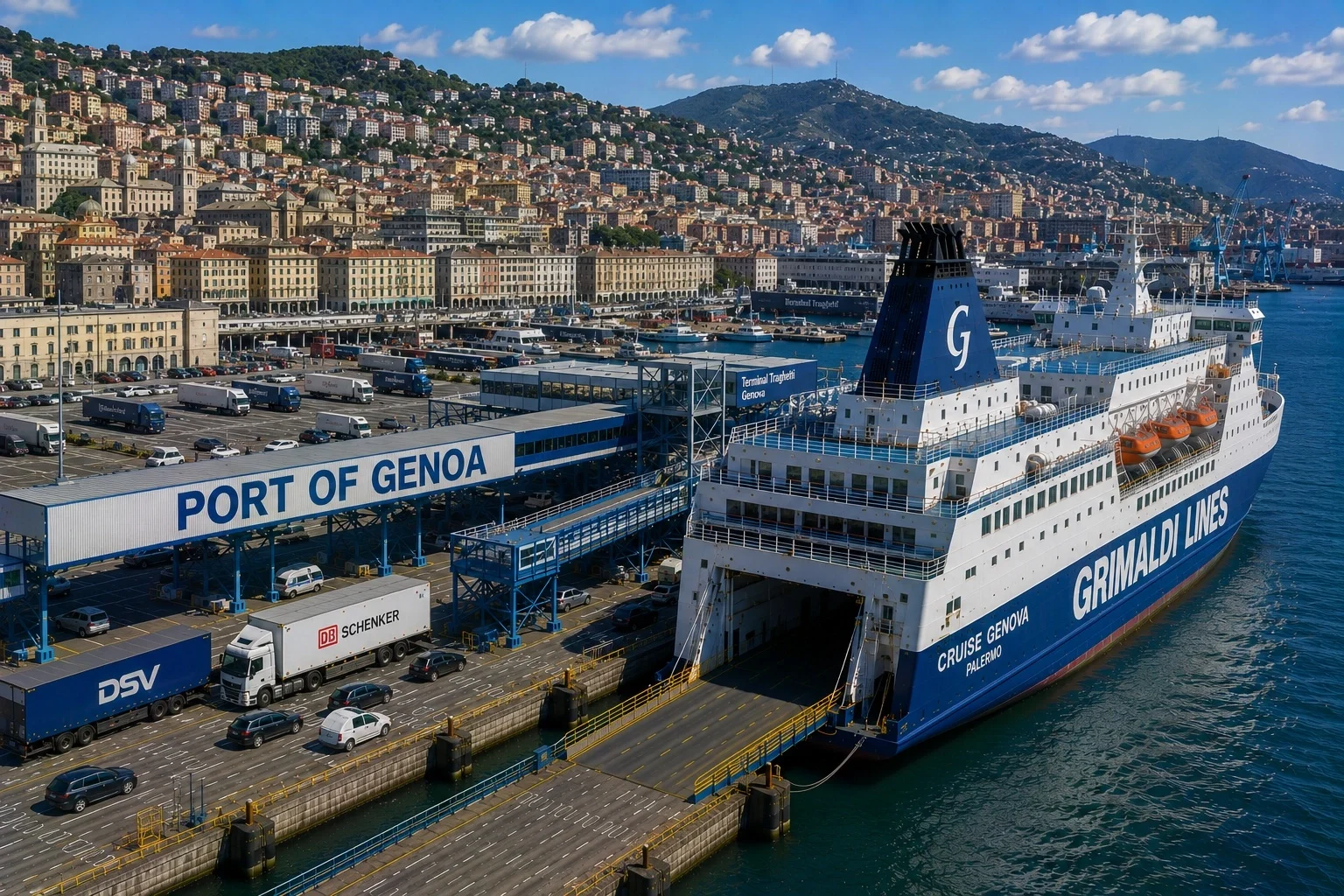 Genua veerboothaven in Liguria