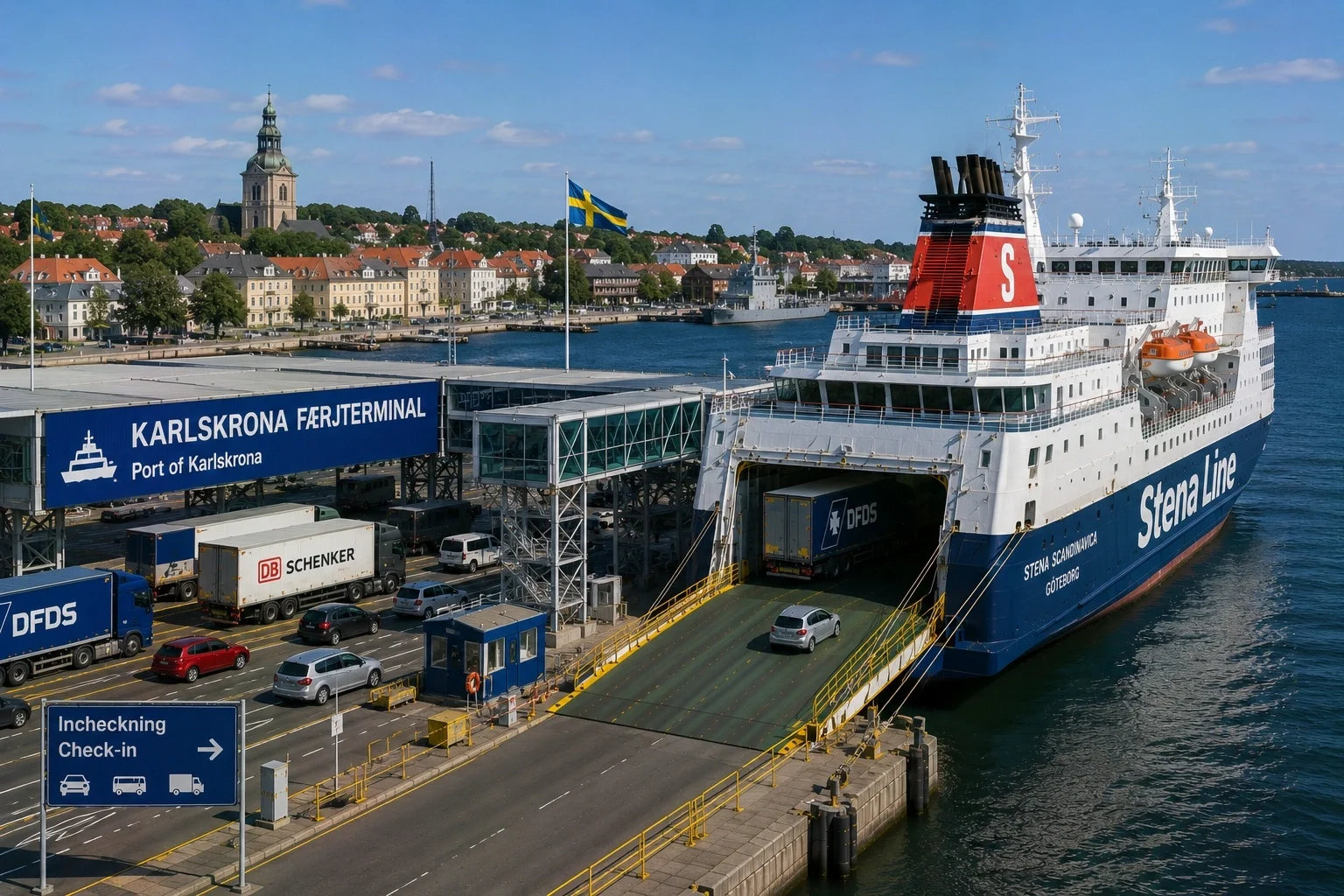 Stena Line passagiersveerbootterminal bij Verkö in Karlskrona, Zweden