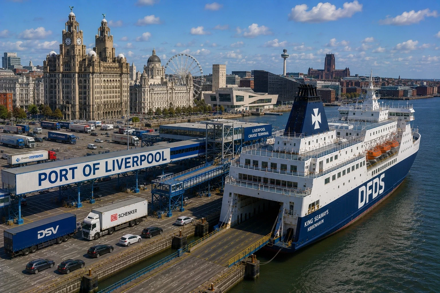 Passagiersveerbootterminal op de Rivier Mersey in Liverpool, Engeland