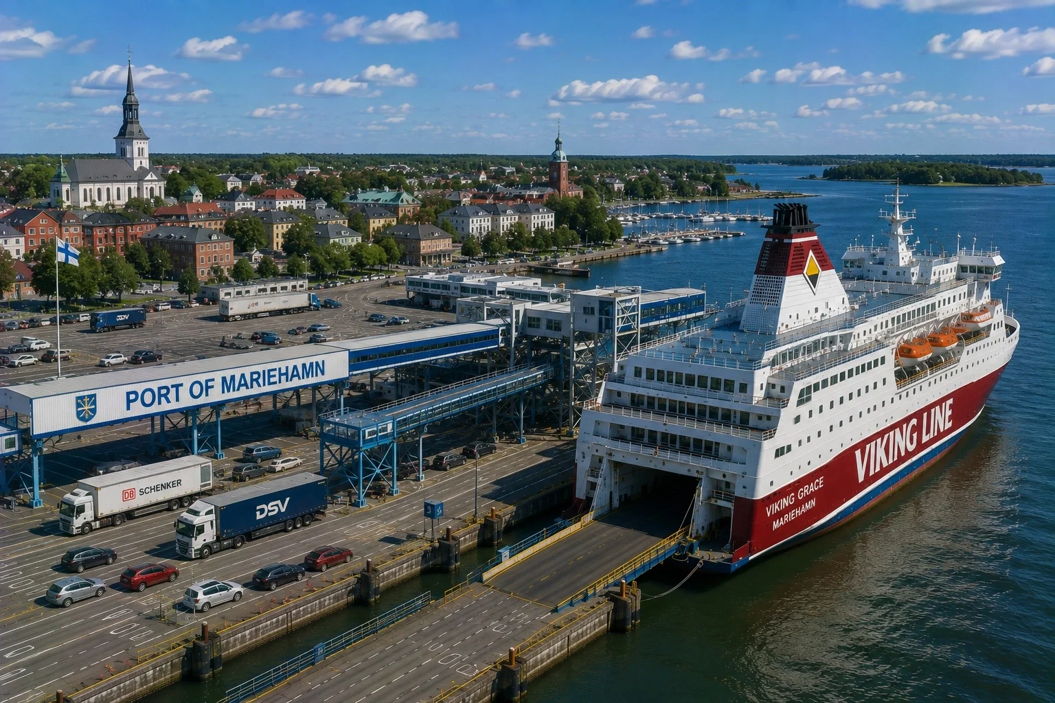 Passagier veerboot bij Mariehamn veerbootterminal in Åland
