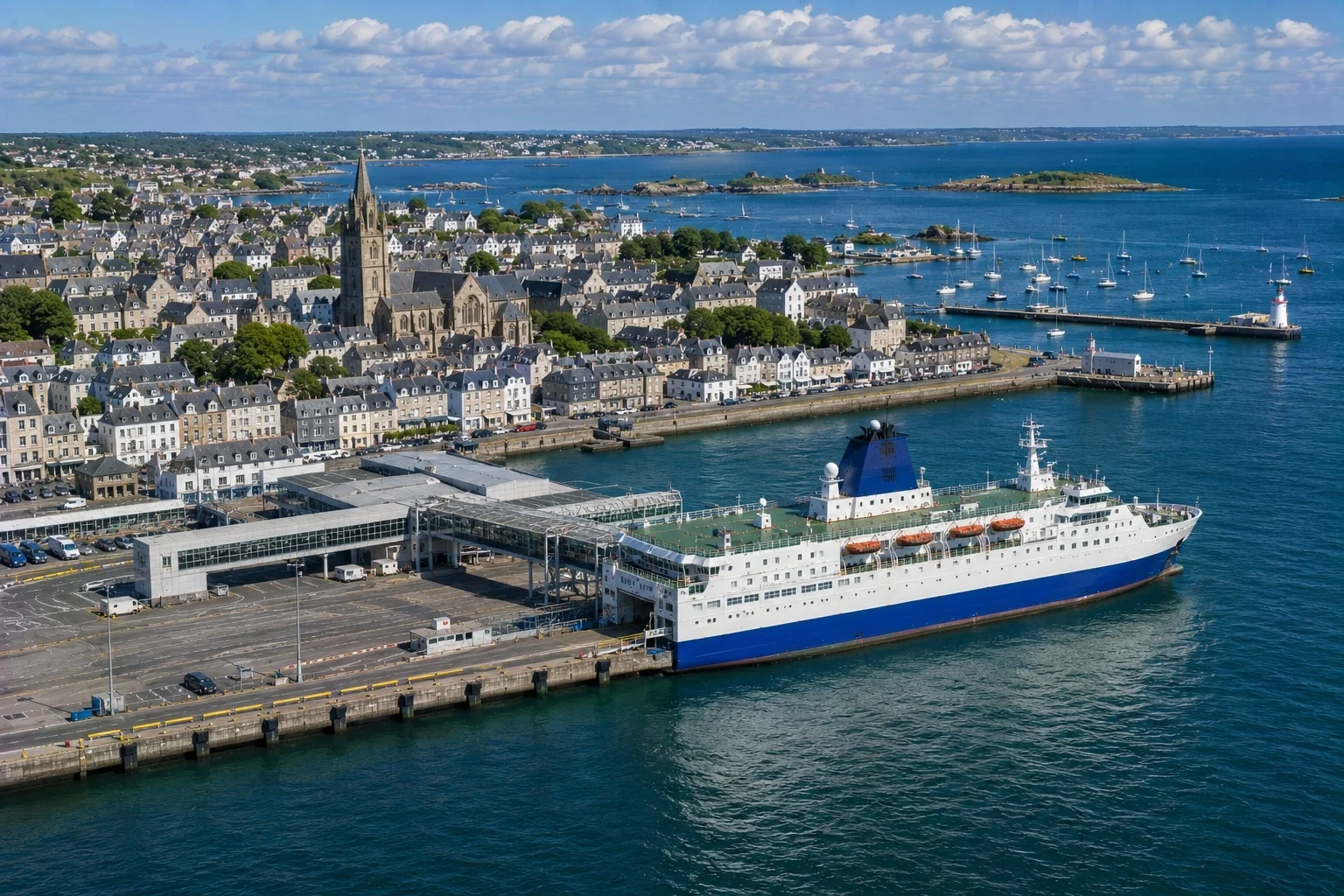 Passagier veerboot bij Roscoff veerboothaven in Bretagne, Frankrijk