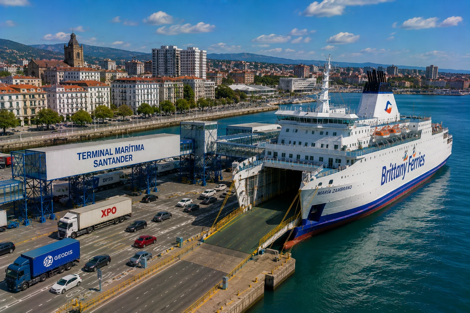 Brittany Ferries schip bij Santander veerbootterminal in Noord-Spanje