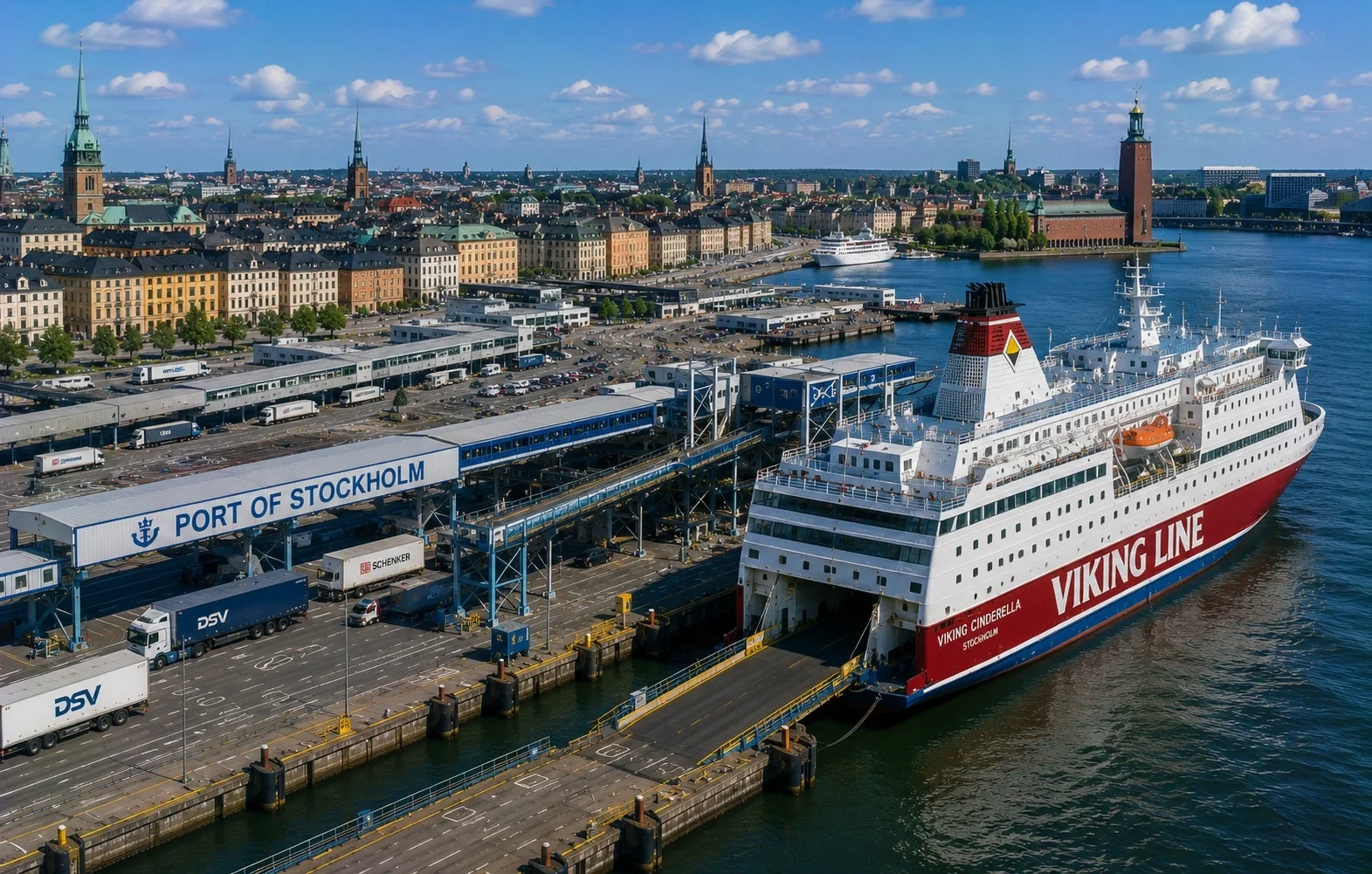 Passagier veerboot bij de Haven van Stockholm