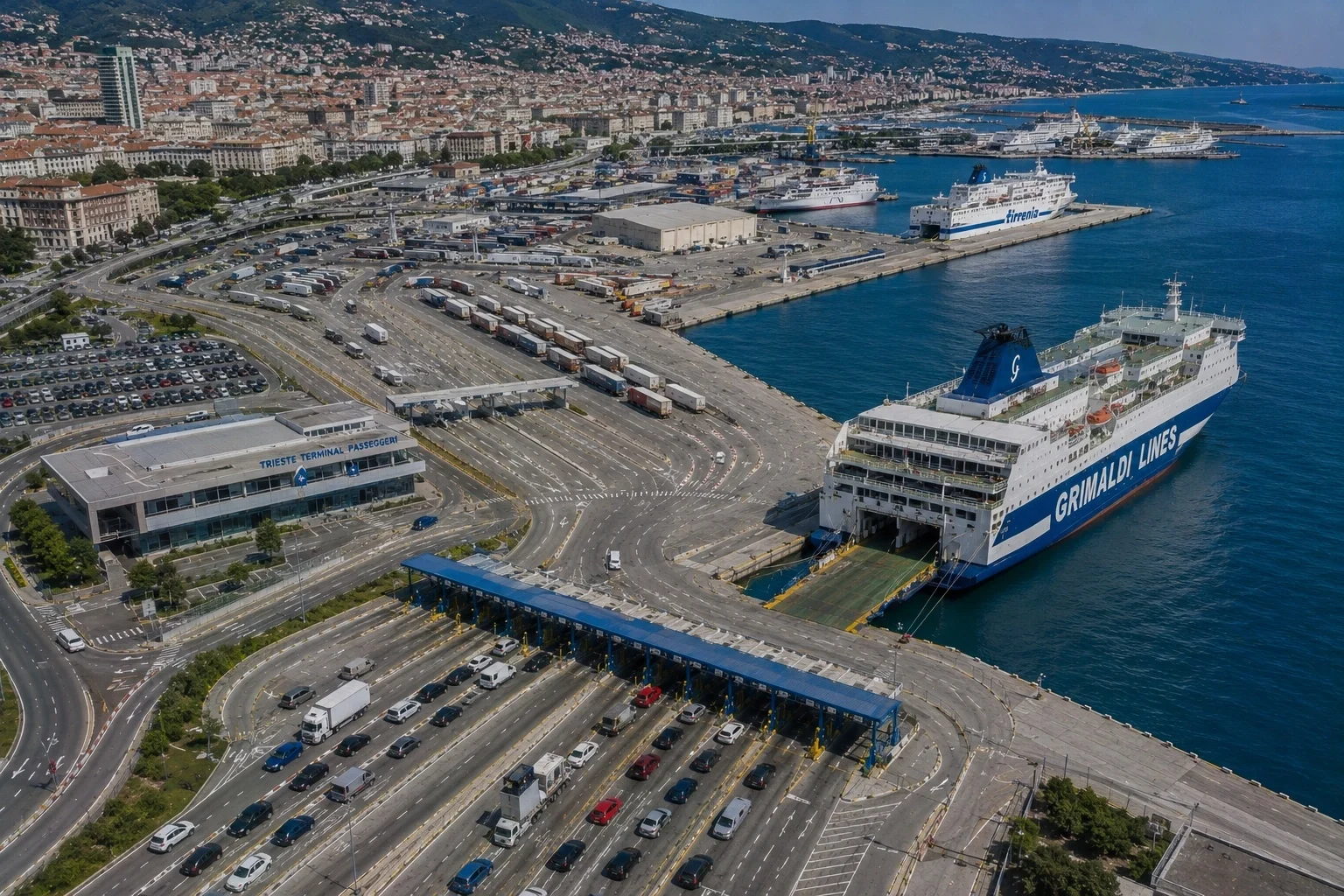 Trieste veerboothaven en passagiersterminal op de Adriatische kust
