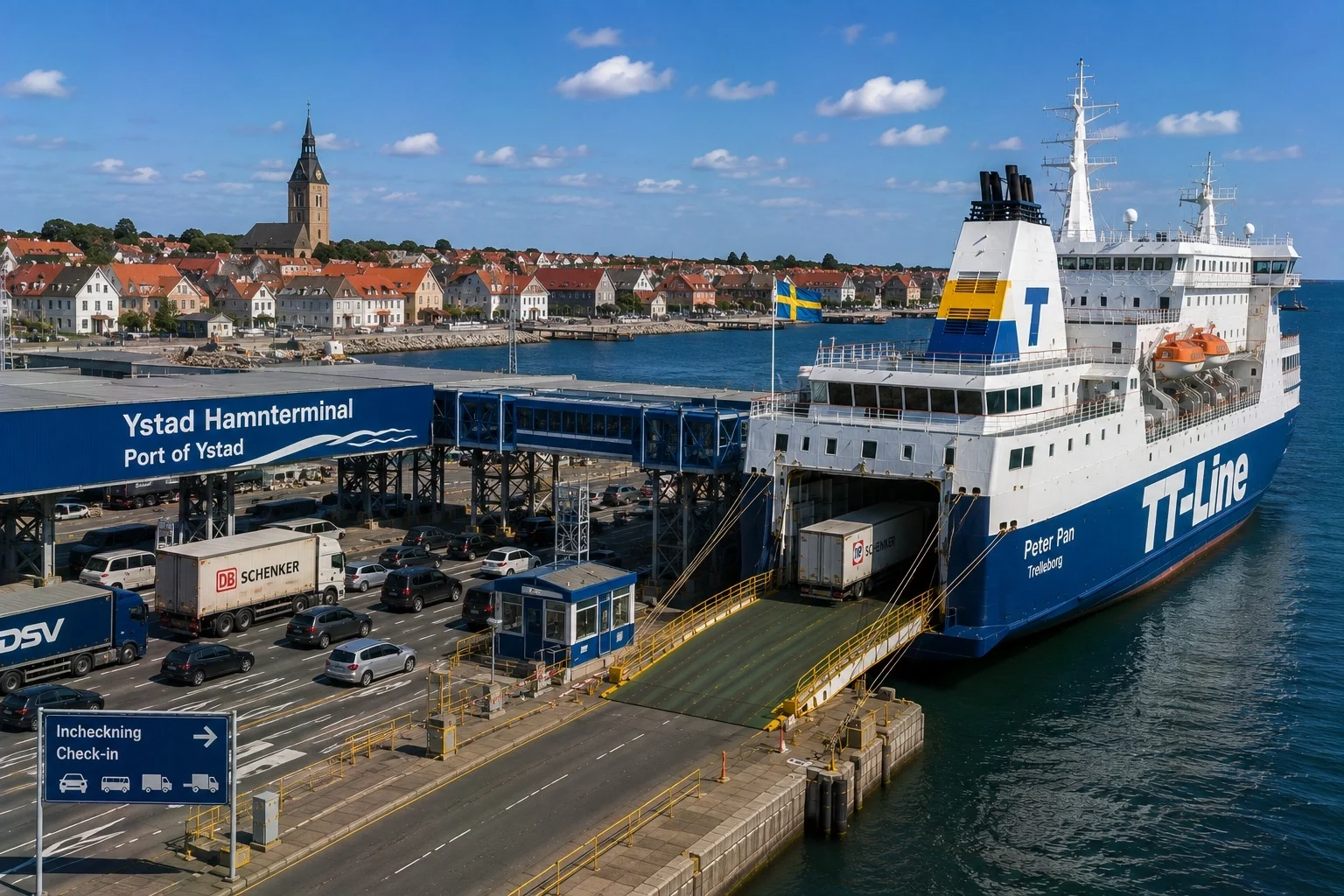 Ystad veerboothaven in Zuid-Zweden