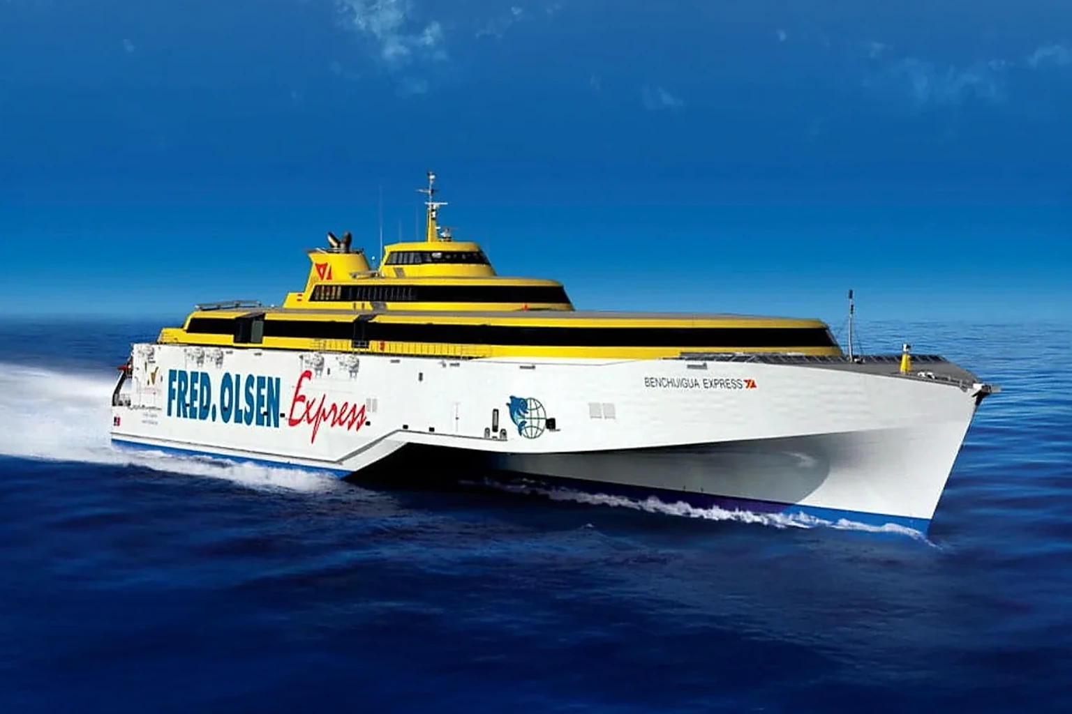 Fred. Olsen Express snelle veerboot afvaart in de Canarische Eilanden