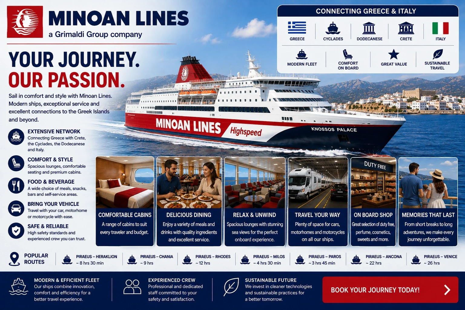 Minoan Lines passagiers- en autoveerboot bedient Kreta en Milos