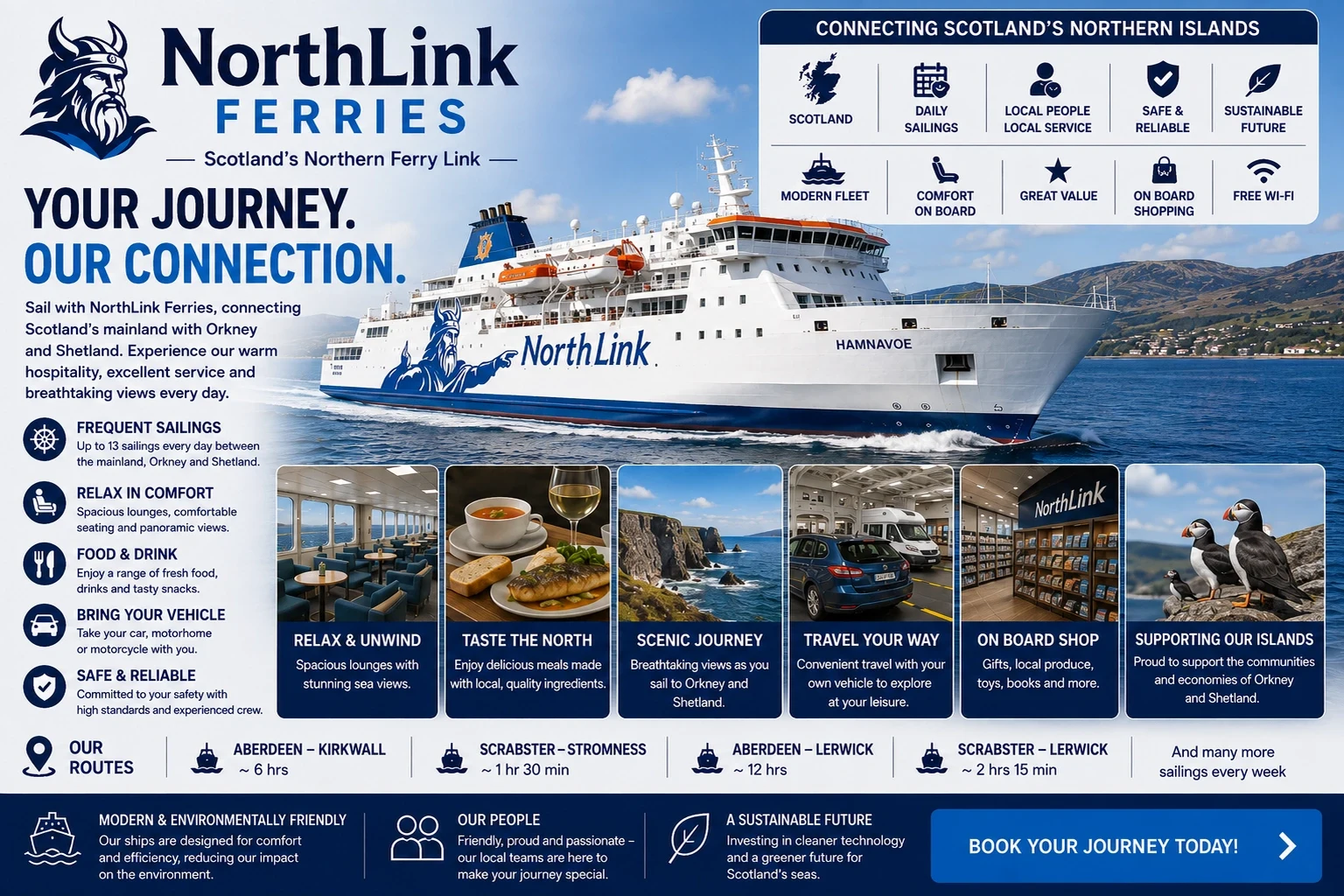 NorthLink Ferries passagiers- en autoveerboot afvaart in noordelijke Schotland