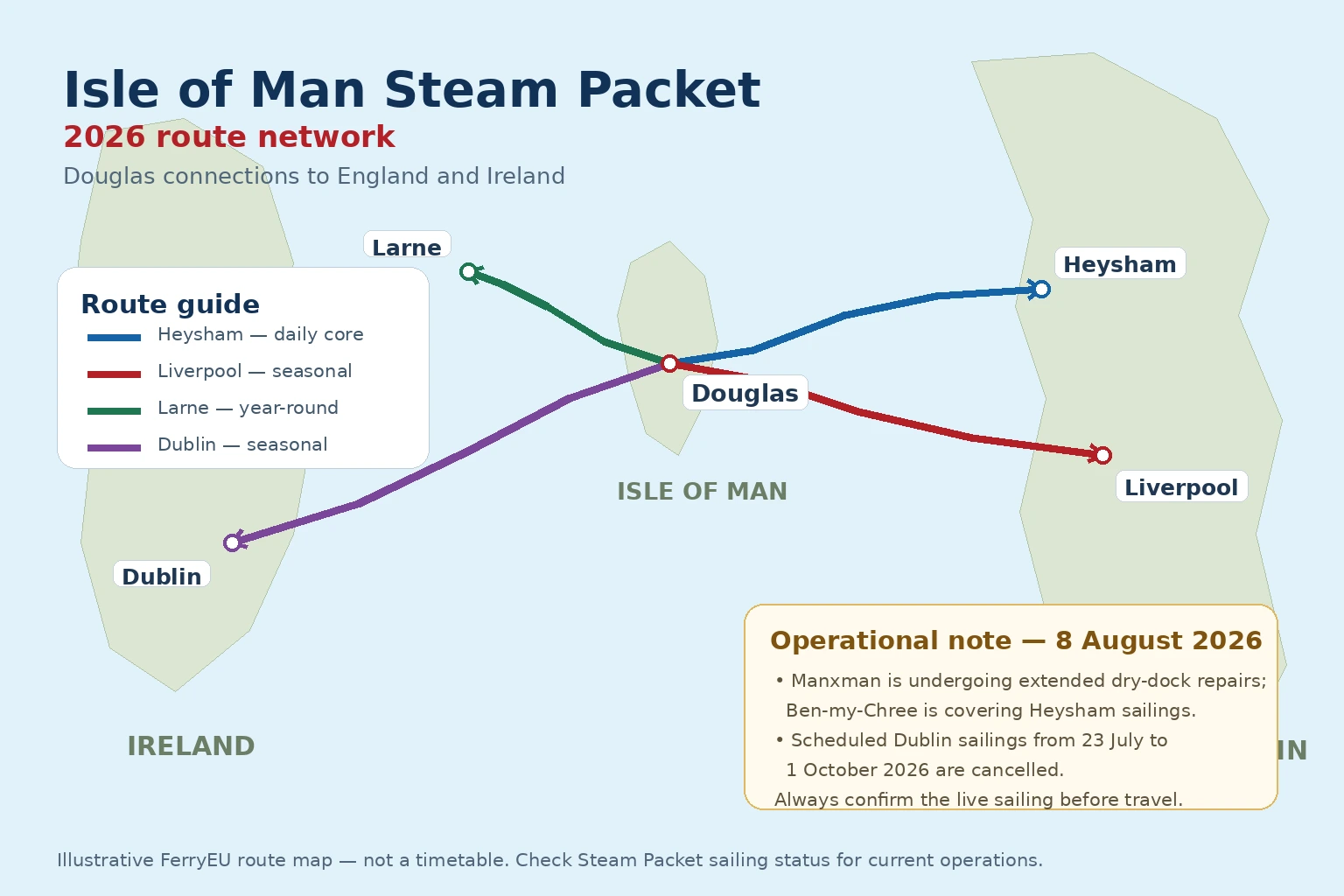 Isle of Man Steam Packet Company route kaart