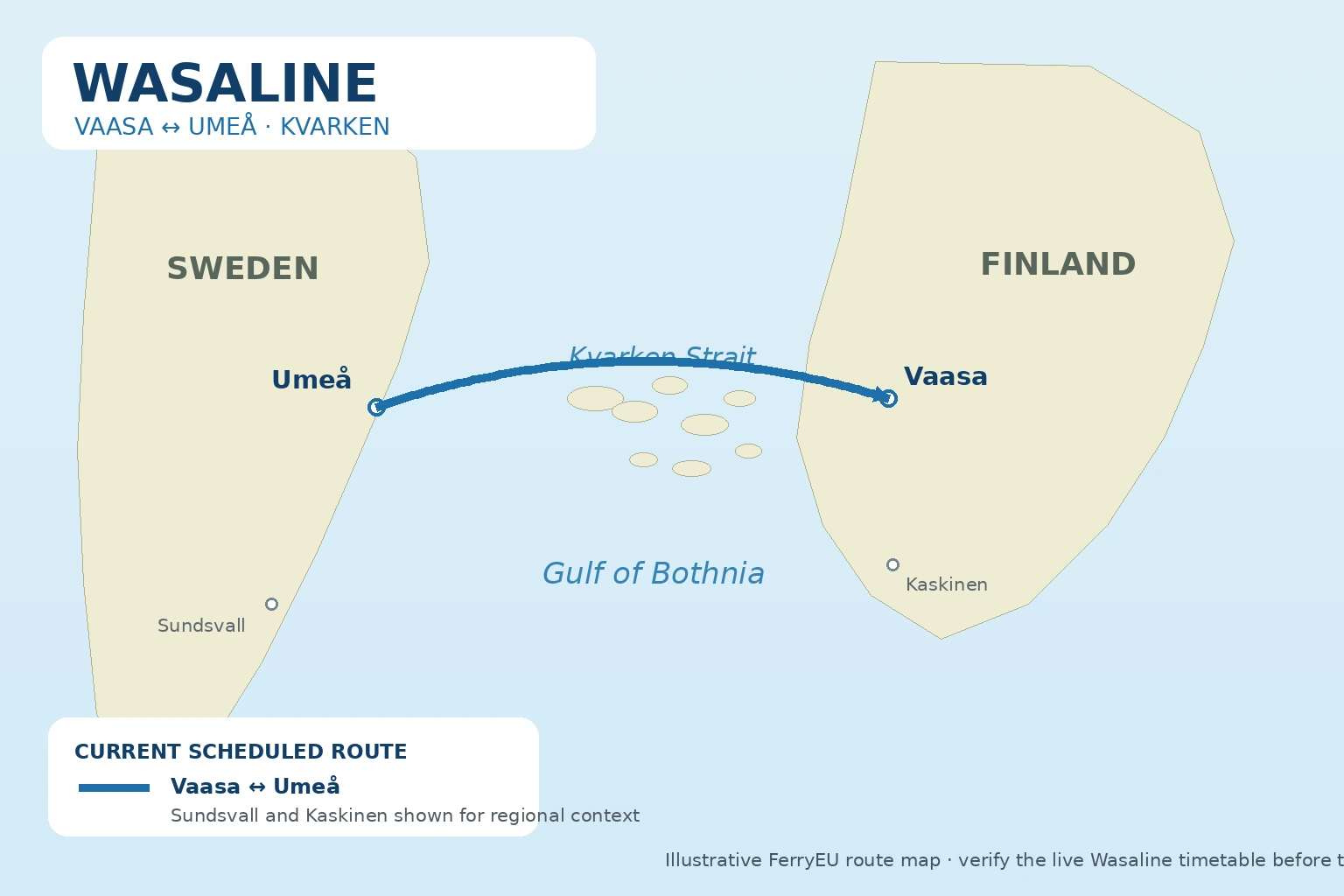 Geïllustreerde Wasaline route kaart